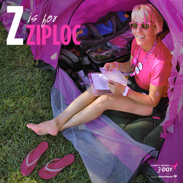 Use Ziploc bags during packing for the Susan G Komen 3 Day to keep your things dry