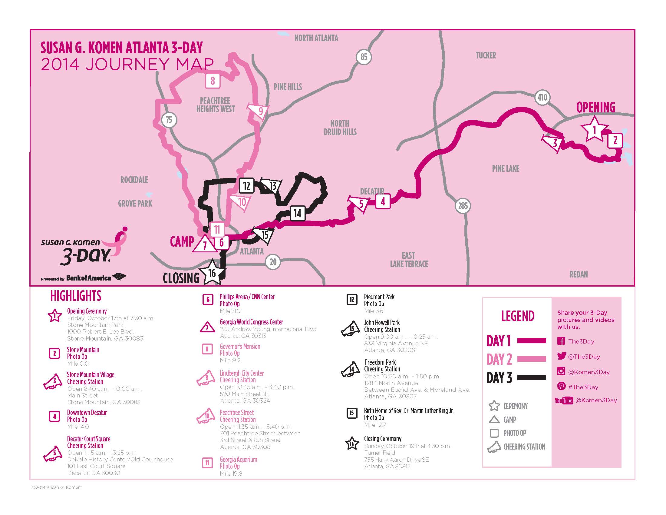 SUsan g. komen 3-Day breast cancer walk blog 60 miles map atlanta