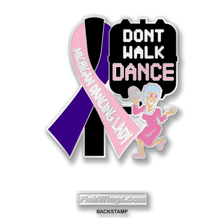 In 2013, Cathy updated her Dancing Lady logo to include the purple pancreatic cancer ribbon too.