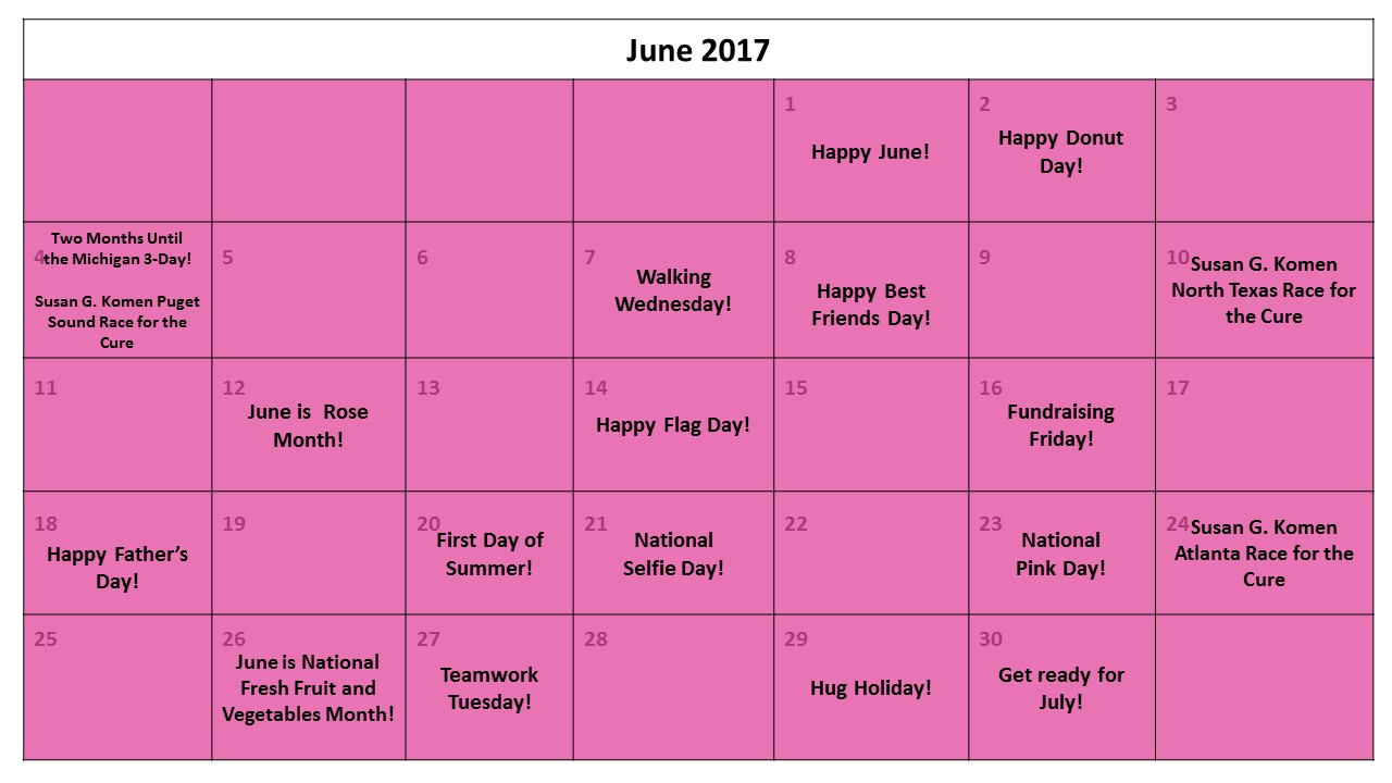 June Fundraising Calendar