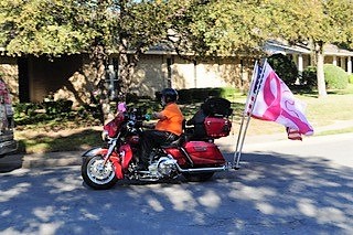 Dennis on his motorcycle heading to next stop