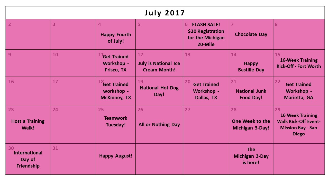 July Fundraising Calendar II