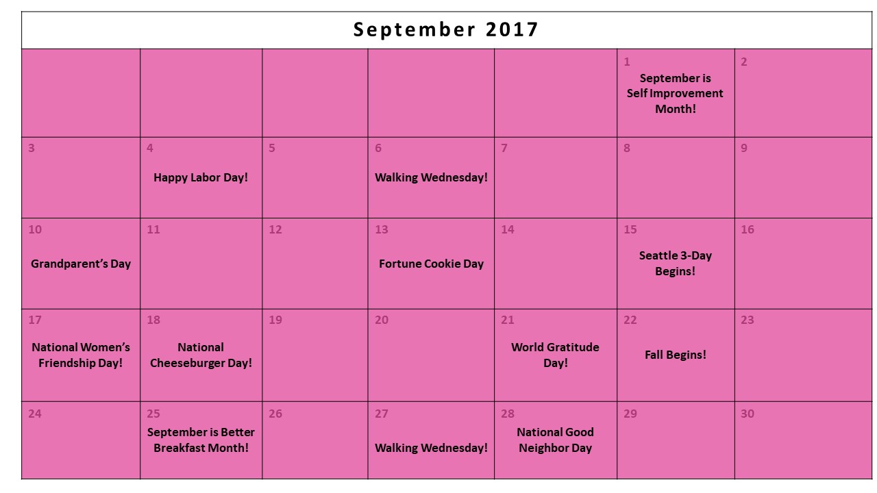 September Fundraising Calendar 2