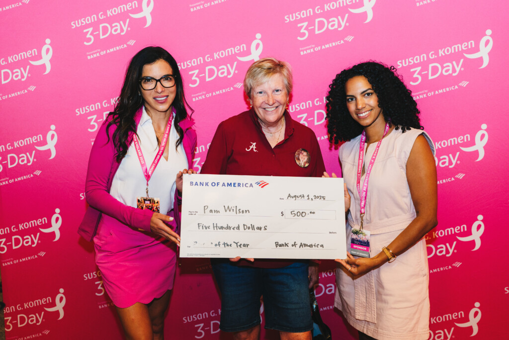 First-time Denver 3-Day walker Pam W. at the Celebration of Champions