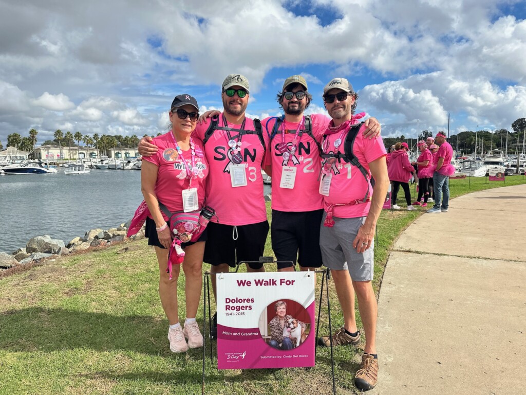 Cindy del Rocco and her sons at Memorial Mile at the San Diego 3-Day