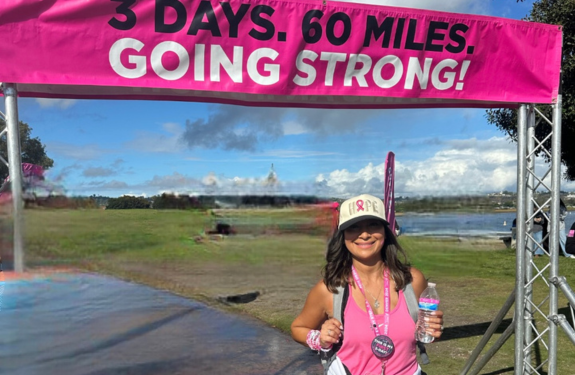 Nisha at the San Diego 3-Day standing at the finish line 