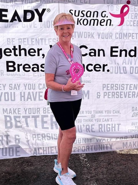 Jacki P. celebrating 29 years of breast cancer survivorship.