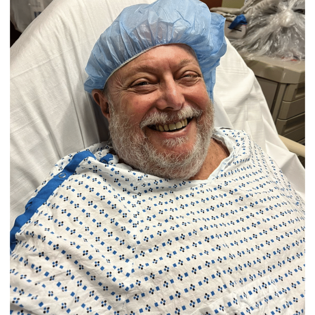 Burt L., a longtime walker of the Susan G, Komen 3-Day, during a heart procedure.