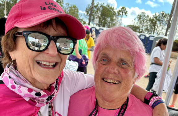 Cathy M. and her friend, Benny, who met at the Komen 3-Day in 2004.