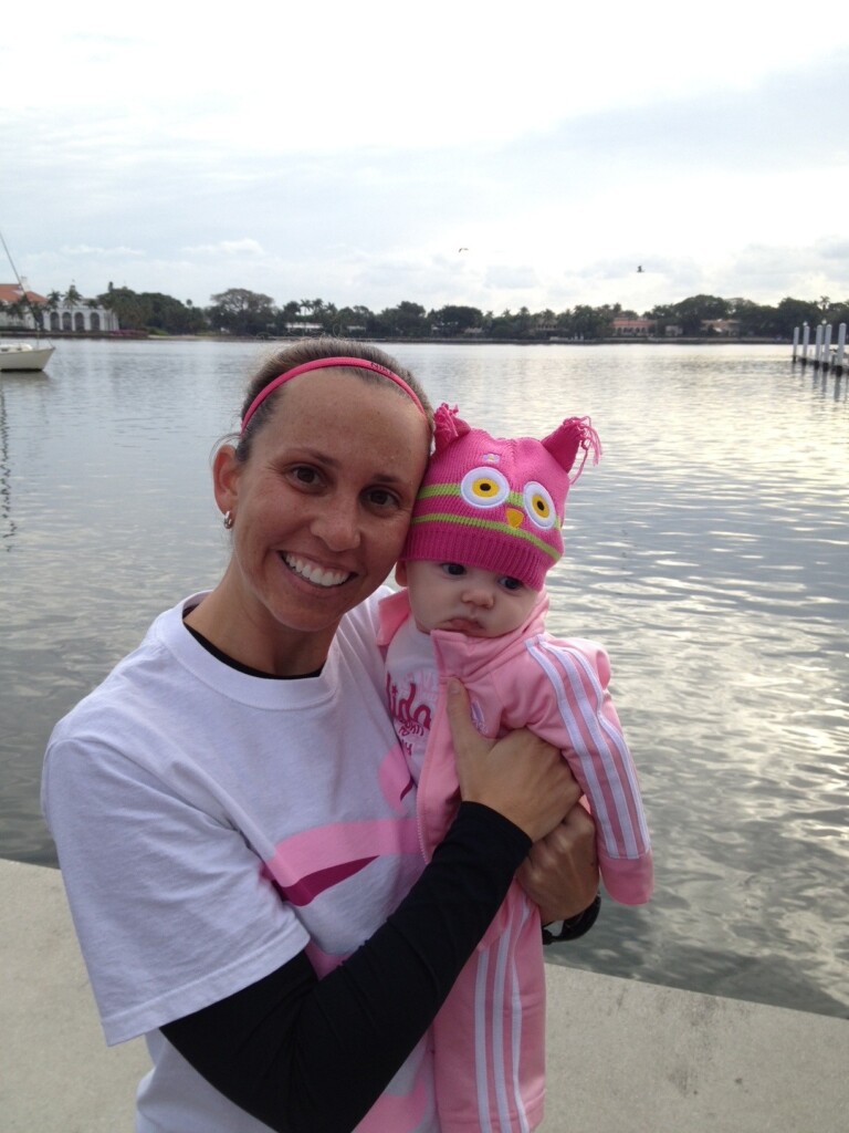 Jessica P. and her baby at the Susan G. Komen Race for the Cure around the time of her breast cancer diagnosis.