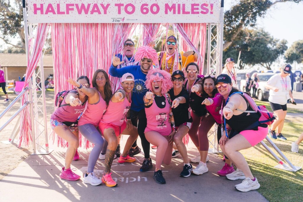 Carl B. and members of the Pink Bubble at the San Diego 3-Day halfway mark.