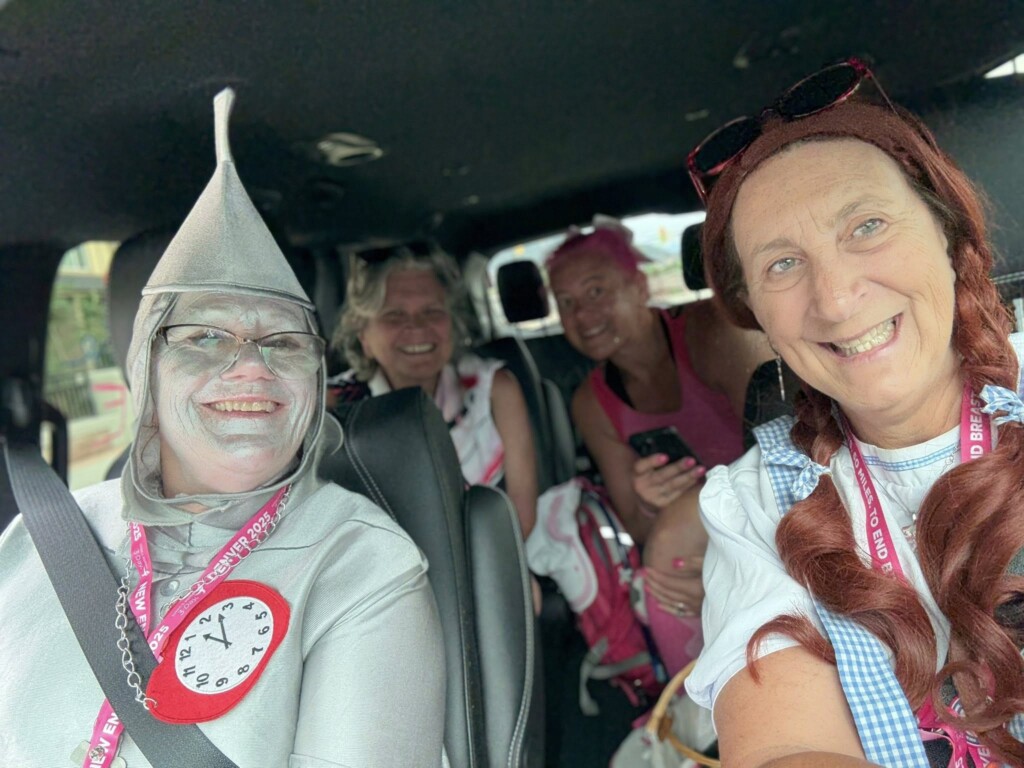 Donna and Denise in the 3-Day sweep van supporting walkers.