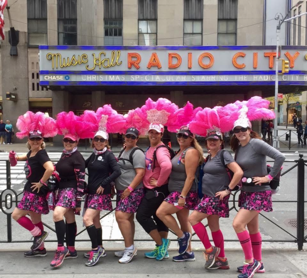 Julie an her team, Viva Las Boobies, in New York City.