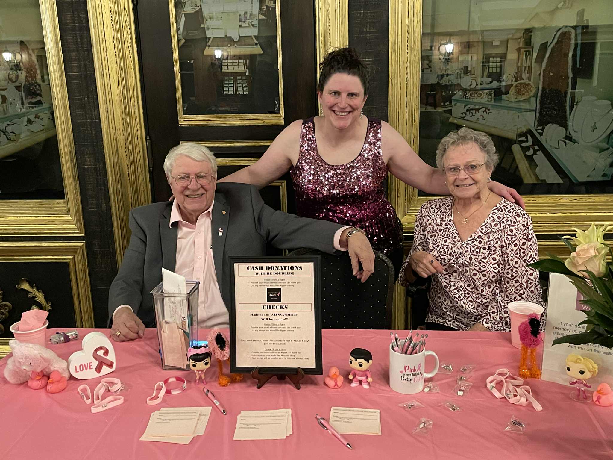 Alyssa S. and her parents at her percussion recital to benefit the 3-Day.
