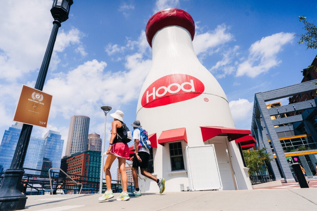 The giant Hood milk bottle along the Boston 3-Day route.