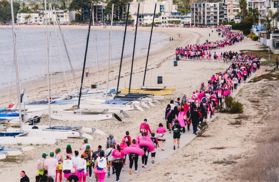 Participants walking along the shoreline at the 2025 San Diego 3-Day.