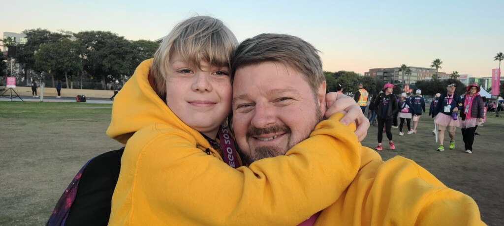 Scott S. and his son, Miller, at the San Diego 3-Day.