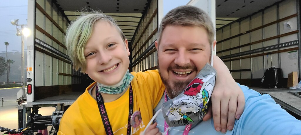 Scott. S. and his son, Porter, at his first Susan G. Komen 3-Day as a member of the Youth Corps.