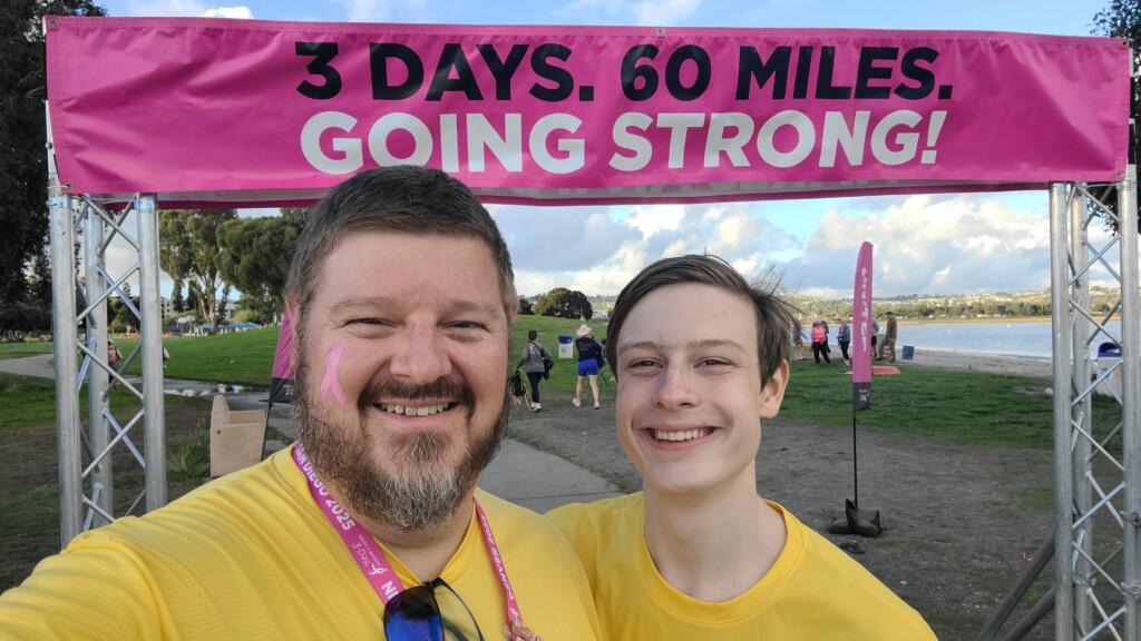 Scott S. and his son, Porter, at the Susan G. Komen 3-Day.