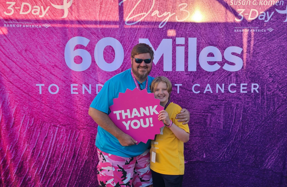 Scott S. and his son Lincoln at the Susan G. Komen 3-Day.