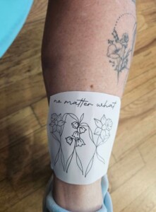 Each friend received a different piece of the tagline for her 3-Day friendship tattoo.
